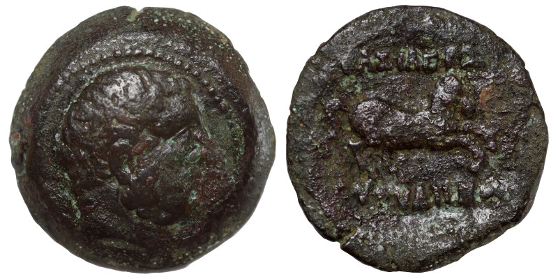 BACTRIA. Greco-Bactrian Kingdom. Euthydemos I, circa 225-200 BC. Ae (bronze, 6.6...