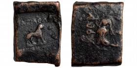 BACTRIA. Greco-Bactrian Kingdom. Agathokles, circa 185-180 BC. Ae double karshapana (bronze,14.42 g , 25x20mm), uncertain mint in the Paropamisadai or...