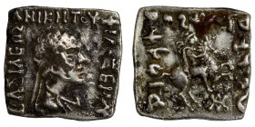 BACTRIA. Indo-Greek Kingdom. Philoxenos, circa 125-110 BC. Fourrée drachm (silver plated, 1.61 g, 15x15 mm), uncertain mint in Paropamisadai or Gandha...