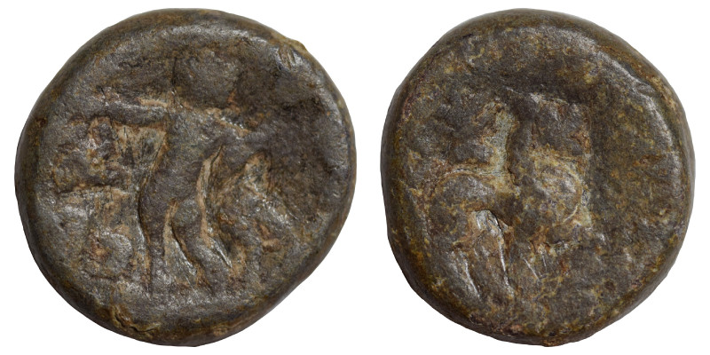 INDO-SKYTHIANS. Rajuvula, circa. 25-15 BC. Lead unit (lead, 8.57 g, 17 mm). Lion...