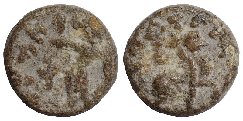 INDO-SKYTHIANS. Rajuvula, circa. 25-15 BC. Lead half unit (lead, 3.08 g, 18 mm)....