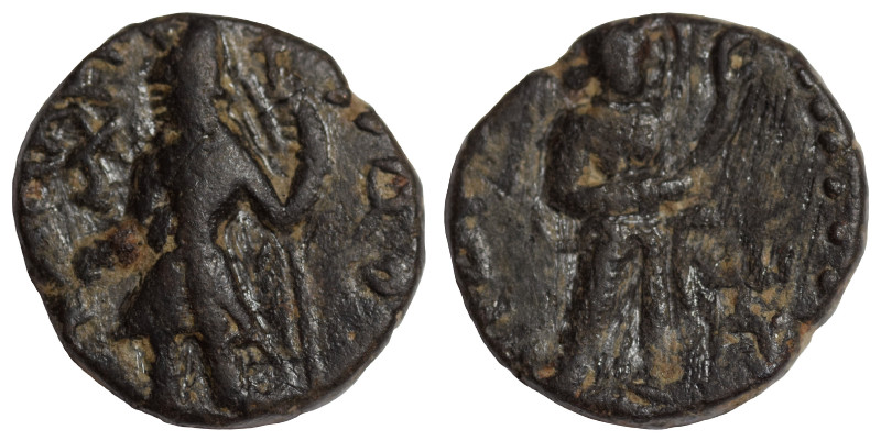 INDIA, Kushan Empire. Kanishka I, circa 127-152. Ae drachm (bronze, 4.11 g, 16 m...