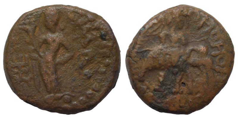 INDIA, Kushan Empire. Huvishka, circa 152-192. Ae tetradrachm (bronze, 11.89, 24...