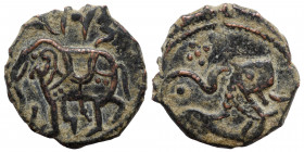 LOCAL ISSUES, Kabul. Shahis (Shahiyas). Samanta Deva, circa 850-1000. Jital (bronze, 2.53 g, 18 mm). SRI SAMANTA DEVA in Nagari, elephant advancing le...