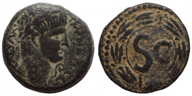 SYRIA, Seleucis and Pieria. Antioch. Nero, 54-68. Ae (Bronze, 6.14 g, 22mm). IM•NER•CLAV CAESAR Laureate head of Nero to right; before, lituus. Rev. L...