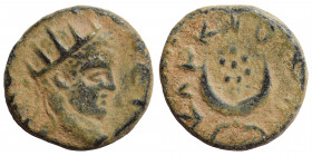 MESOPOTAMIA. Carrhae. Elagabalus, 218-222. (bronze, 3.04 g 16 mm). AYT ANTΩNEI Radiate, draped and cuirassed bust of Elagabalus to right. Rev. KAP KO ...