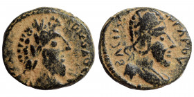 MESOPOTAMIA, Edessa. Abgar VIII with Commodus, 177-192. Æ (bronze, 2.22 g, 14 mm); KAIC KOMOΔOC Laureate head of Commodus to right. Rev. ΑΒΓΑΡΟС ΒΑСΙΛ...