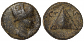 CAPPADOCIA. Caesarea. Pseudo-autonomous. Time of Trajan (98-117). Ae (bronze, 2.00 g, 13 mm), AD 103/4. Obv. Turreted head of Tyche right. Rev: ЄT Ϛ P...