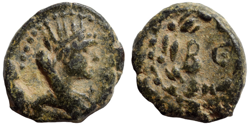 PHOENICIA. Berytus. Pseudo-autonomous issue. Ae (bronze, 0.94 g, 12 mm). Veiled ...