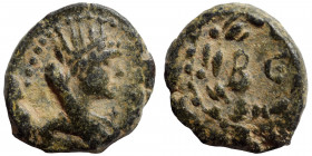 PHOENICIA. Berytus. Pseudo-autonomous issue. Ae (bronze, 0.94 g, 12 mm). Veiled head of Tyche right. Rev. BЄ within wreath. RPC 3862. Nearly very fine...