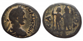 JUDAEA. Aelia Capitolina. Antoninus Pius, 138-161.Ae (bronze, 9.67 g, 22 mm). IMP ΛNTONINVS AVG P P P laureate, draped, and cuirassed bust right. Rev....