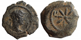 EGYPT. Alexandria. Hadrian, 117-138. Chalkous (bronze, 1.22 g, 12 mm). Laureate head right; I to right. Rev: L [ΙΑ]. Eight-rayed star. RPC III 5710; D...