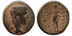 PHRYGIA. Eucarpeia. Augustus (?), 27 BC-AD 14. Assarion (bronze, 4.61 g, 18 mm), Lykidas, son of Euxenos, magistrate. ΣEBAΣTOΣ Laureate head of August...