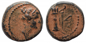 Uncertain. Pseudo-autonomous, ca. 1st-2nd c. Ae (bronze, 2.76 g, 18 mm). Artemis (?) to right. Rev. Bow and quiver. Very fine.
