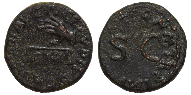 Claudius, 41-54. Quadrans (bronze, 3.10 g, 17 mm), Rome, 41 AD. TI CLAVDIVS CAES...