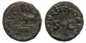 Claudius, 41-54. Quadrans (bronze, 2.91 g, 15 mm), Rome, 41 AD. TI CLAVDIVS CAESAR AVG Hand to left holding scales; below, P N R. Rev. PON M TR P IMP ...
