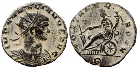 Aurelian, 270 – 275. Antoninianus (bronze, 3.79 g, 20 mm). Mediolanum, 271-272. IMP AVRELIANVS AVG radiate and cuirassed bust to right. Rev. FORTVNA R...
