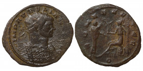 Aurelian, 270-275. Antoninianus (silvered bronze, 3.11 g, 25 mm), Milan. IMP AVRELIANVS AVG Radiate, cuirassed bust right. Rev. ROMAE AETER Emperor st...