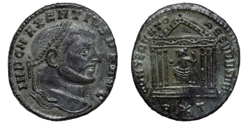 Maxentius, 307-312. Follis (bronze, 5.91 g, 25 mm), Rome. Struck 307. IMP C MAXE...