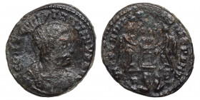 Constantine I, 307/310-337. Follis (Bronze, 2.65 g, 19 mm), Lugdunum, struck 319-320. CONSTANTINVS AVG Cuirassed bust of Constantine I to right, weari...