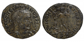 Constantine I, 307/10-337. Follis (bronze, 3.67 g, 24 mm). Thessalonica, struck 312/3. IMP C CONSTANTINVS P F AVG laureate, draped and cuirassed bust ...