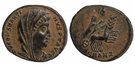 Divus Constantine I, died 337. Follis (bronze, 1.45 g, 16 mm), Antioch. DV CONSTANTINVS P T AVGG Veiled head of Divus Constantine I to right. Rev. Div...