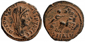 Divus Constantine I, died 337. Follis (bronze, 1.29 g, 16 mm), Alexandria. DV CONSTANTINVS P T AVGG Veiled head of Divus Constantine I to right. Rev. ...