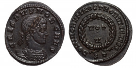 Crispus, Caesar, 316-326. Follis (Bronze, 2.80 g, 19 mm). Ticinum, 320-321. CRISPVS NOB CAES Laureate and cuirassed bust of Crispus to right. Rev. DOM...