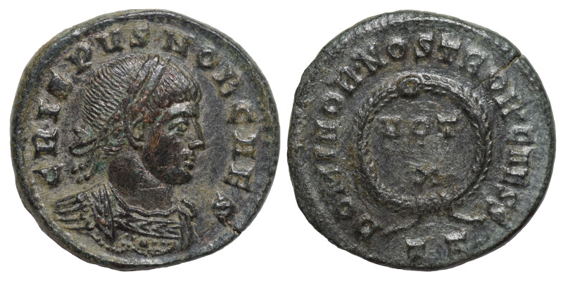Crispus, Caesar, 316-326. Follis (Bronze, 3.13 g, 19 mm), Ticinum, 320-321. CRIS...
