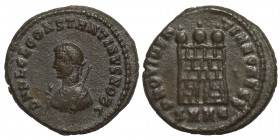 Constantine II, as Caesar, 317-337. Follis (bronze, 4.01 g, 19 mm). Heraclea, struck 317. DN FL CL CONSTANTINVS NOB C laureate and draped bust left ho...