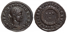 Constantine II, as Caesar, Nummus (bronze, 2.83 g, 19 mm). Siscia, struck 320-321. CONSTANTINVS IVN NOB C laureate head right. Rev. CAESARVM NOSTRORVM...