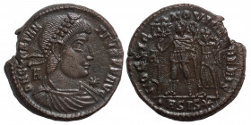 Constantius II, 337-361. Follis (bronze, 6.02 g, 22 mm), Siscia, struck 350. DN CONSTAN-TIVS P F AVG Pearl-diademed, draped and cuirassed bust of Cons...