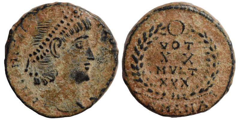 Constantius II, 337-361. Nummus (bronze, 1.96 g, 14 mm). Antioch, struck 347-348...