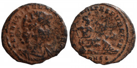 Hanniballianus. Rex Regum, 335-337. Follis (bronze, 0.92 g, 15 mm). Constantinople, struck 336-337. FL HANNIBALLIANVS REGI Bareheaded, draped, and cui...