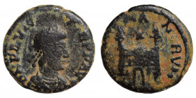 Flavius Victor, 387-388. Follis (bronze, 1.18 g, 13 mm), Aquileia. DN FL VICTOR P F AVG, diademed, draped and cuirassed bust right. Rev. SPES ROMANORV...