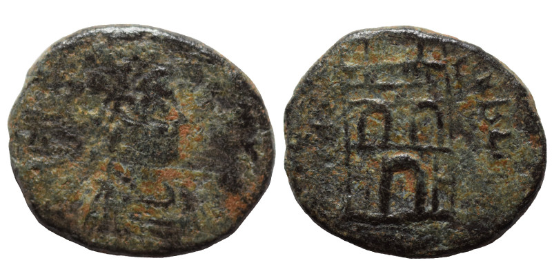 Arcadius (?), 383-388. Nummus (bronze, 0.84 g, 13 mm) Thessalonica. [D N ARCADIV...