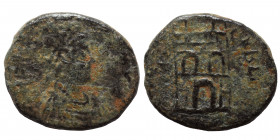 Arcadius (?), 383-388. Nummus (bronze, 0.84 g, 13 mm) Thessalonica. [D N ARCADIVS P F AVG] pearl-diademed, draped and cuirassed bust right. Rev. [GLOR...