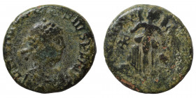 Valentinian II, 383-392. Nummus (bronze, 1.24 mm, 13 mm), Cyzicus. D N VALENTINIANVS P F AVG pearl-diademed, draped and cuirassed bust to right. Rev. ...