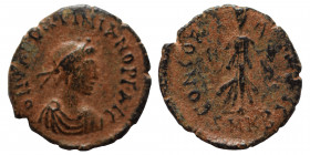 Valentinian III, 425-455. Ae (bronze, 0.56, 12 mm). Cyzicus, struck 425/35. DN VALENTINIANO PF AVG Pearl-diademed, draped, and cuirassed bust right. R...