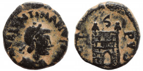 Valentinian III, 425-455. Nummus (bronze, 1.56 g, 12 mm), Rome. D N VALENTINIANVS P F AVG pearl- diademed, draped and cuirassed bust to right. Rev. V[...