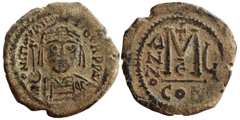 Maurice Tiberius. 582-602. Follis (bronze, 11.39 g, 30 mm). Constantinople, date...