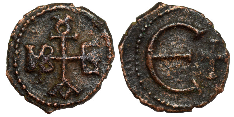 Maurice Tiberius, 582-602. Pentanummium (bronze, 1.28 g, 14 mm), Theoupolis (Ant...