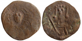 Alexius I Comnenus (?), 1081-1118. Tetarteron (Bronze, 1.78 g, 19 mm). Thessalonica, struck 1092-1118. Facing bust of Christ Pantokrator. Rev. Crowned...