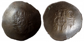 Manuel I Comnenus, 1143-1180. BI Aspron Trachy (billon, 3.20 g, 27 mm). Constantinople, circa 1167-1183. Christ, wearing tunic and colobium, seated up...