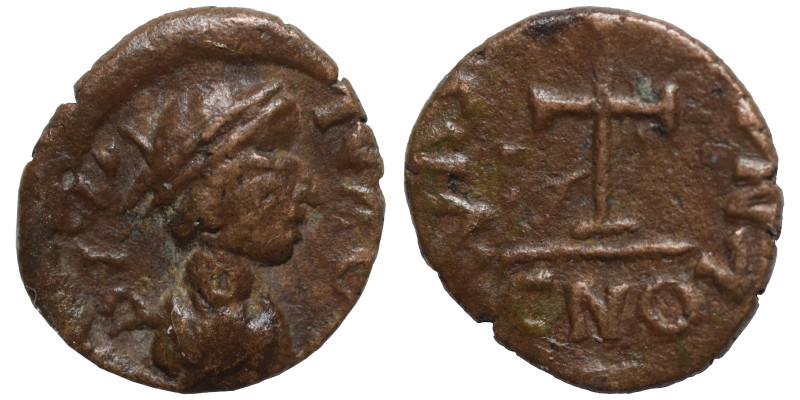 Barbarian imitation, circa 5th-6th century. Nummus (bronze, 0.52 g, 10 mm). Pear...