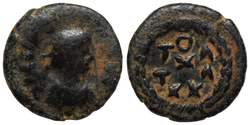 VANDALS. Carthage. Nummus (bronze, 0.88 g, 11 mm). Pearl-diademed and draped bus...