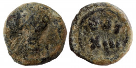 VANDALS. Pseudo-Imperial coinage. Circa 6th century AD. Nummus (bronze, 0.98 g, 10 mm). In the name of Justinian I. Uncertain North African mint. Diad...