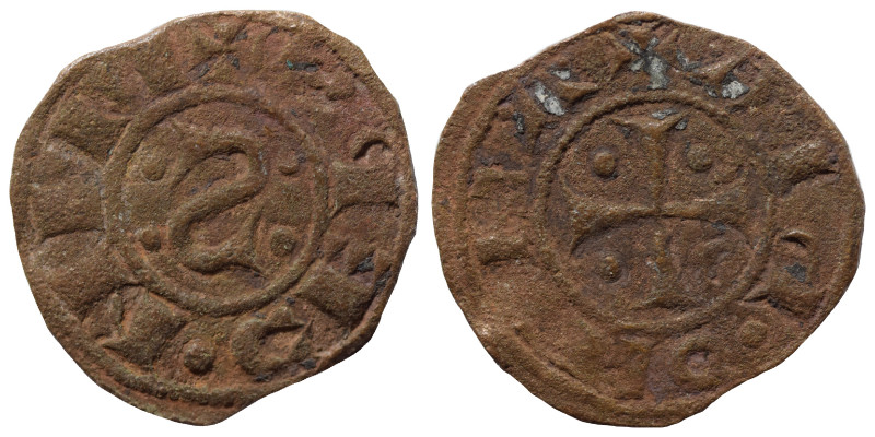 CRUSADERS. Principality of Antioch. Bohémond III, 1149-1163. Denier (Bronze, 0.8...