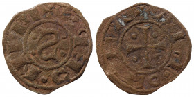 CRUSADERS. Principality of Antioch. Bohémond III, 1149-1163. Denier (Bronze, 0.81 g, 16 mm) +PRIN•CEPS, retrograde S flanked by four pellets. Rev. +AN...