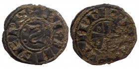 CRUSADERS. Principality of Antioch. Bohémond III, 1149-1163. Denier (Bronze, 0.70 g, 17 mm) +PRIN•CEPS, retrograde S flanked by four pellets. Rev. +AN...